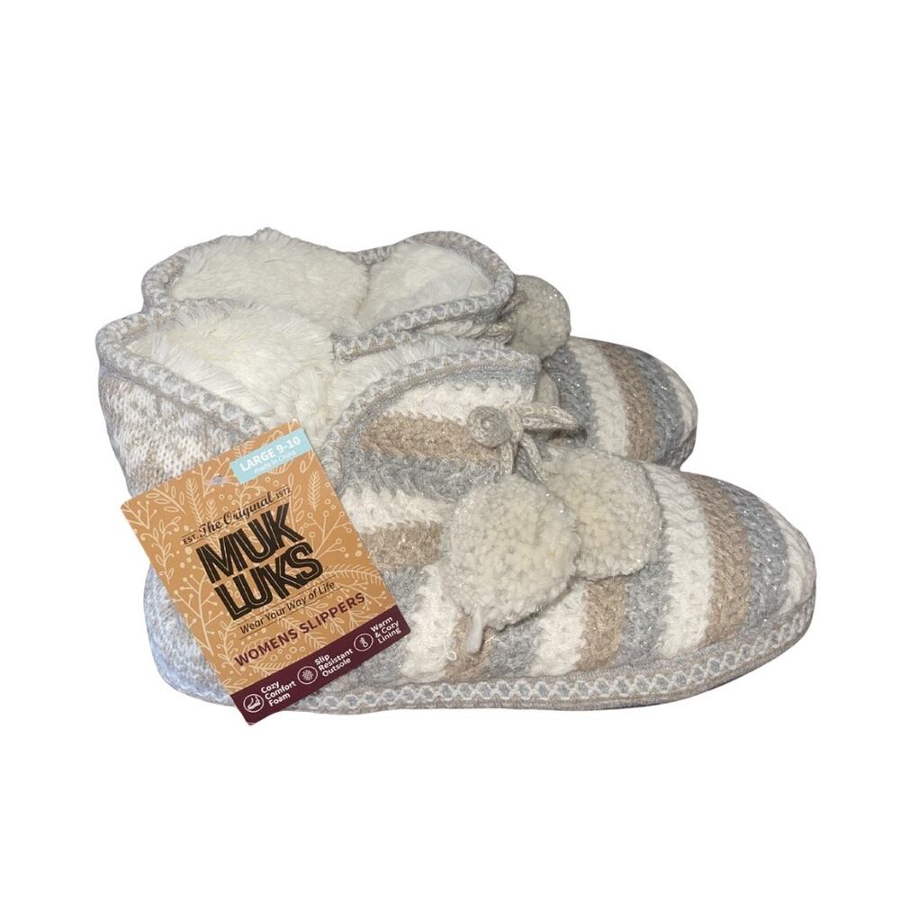 MUK LUKS Women's Amira Bootie Slippers Size Large 9-10 Loungewear Faux Fur NWT